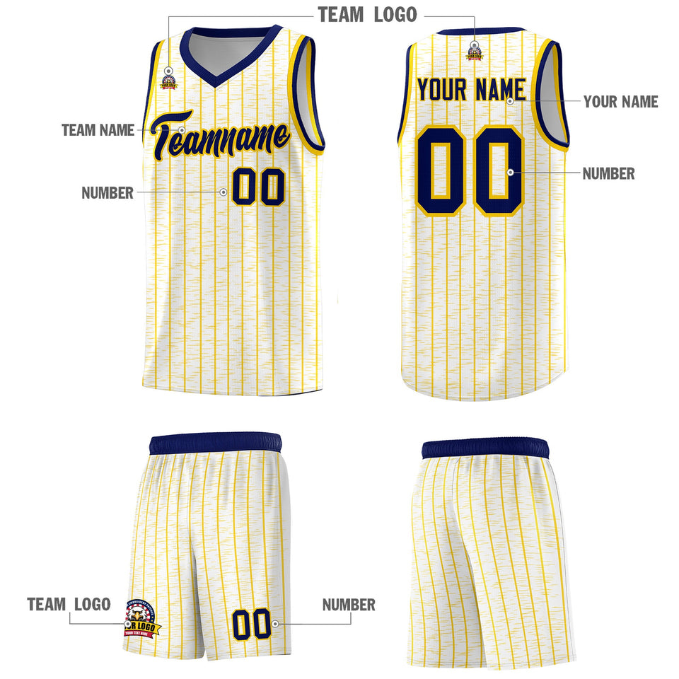 Custom White Custom Gray Pinstripe Retro Sets Uniform Basketball Jersey