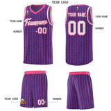 Custom Purple Custom Gray Pinstripe Retro Sets Uniform Basketball Jersey