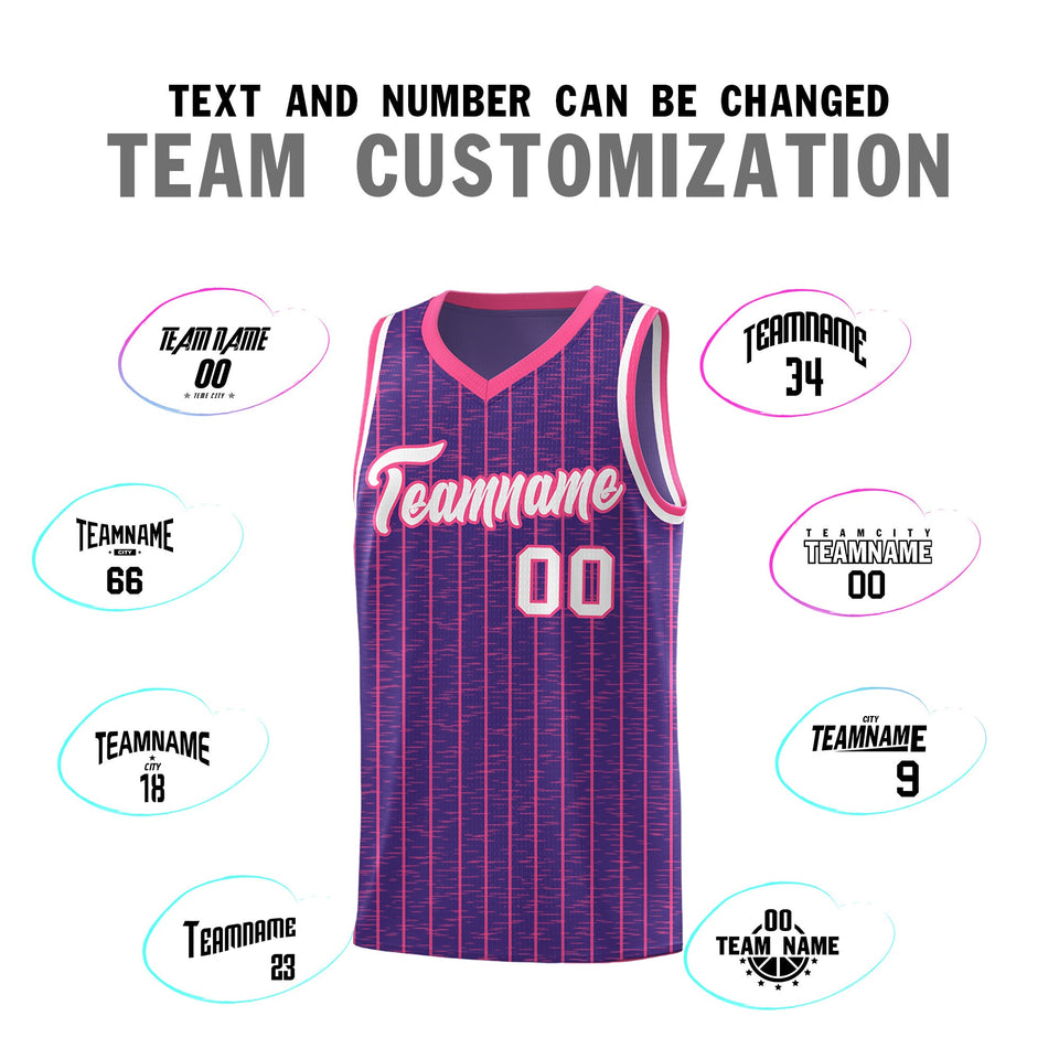 Custom Purple Custom Gray Pinstripe Retro Sets Uniform Basketball Jersey