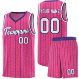 Custom Pink Custom Gray Pinstripe Retro Sets Uniform Basketball Jersey