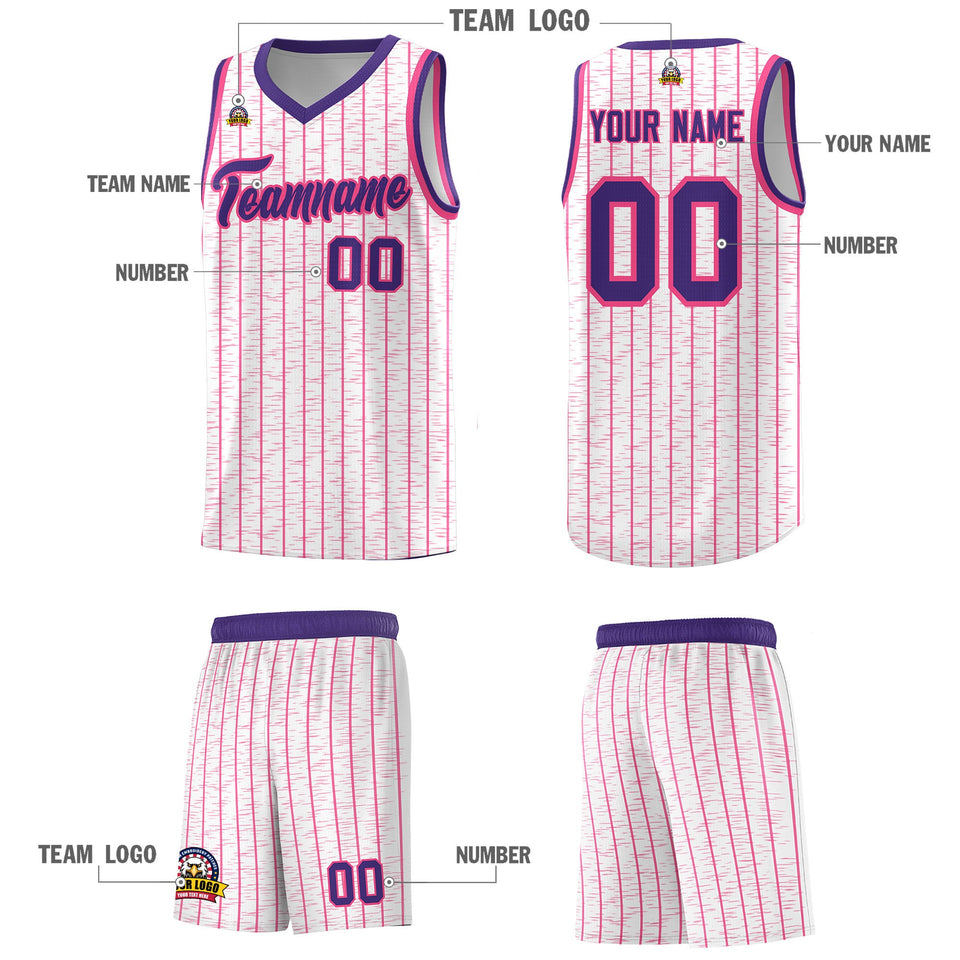 Custom White Custom Gray Pinstripe Retro Sets Uniform Basketball Jersey