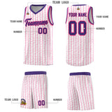 Custom White Custom Gray Pinstripe Retro Sets Uniform Basketball Jersey
