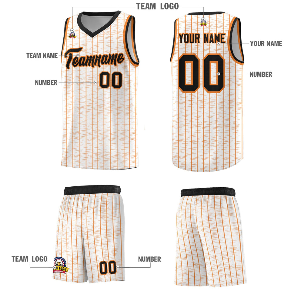 Custom White Custom Gray Pinstripe Retro Sets Uniform Basketball Jersey