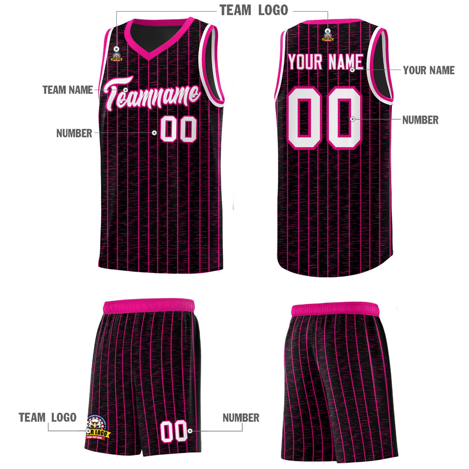 Custom Black Custom Gray Pinstripe Retro Sets Uniform Basketball Jersey