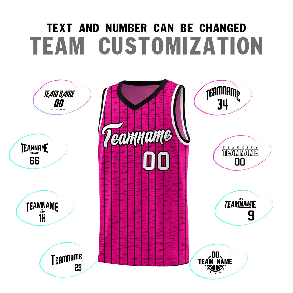 Custom Pink Custom Gray Pinstripe Retro Sets Uniform Basketball Jersey
