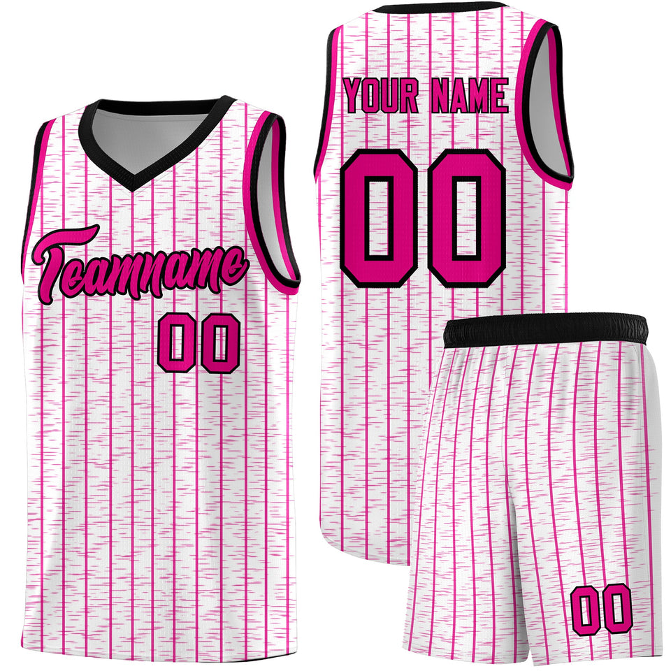 Custom White Custom Gray Pinstripe Retro Sets Uniform Basketball Jersey