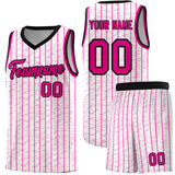 Custom White Custom Gray Pinstripe Retro Sets Uniform Basketball Jersey