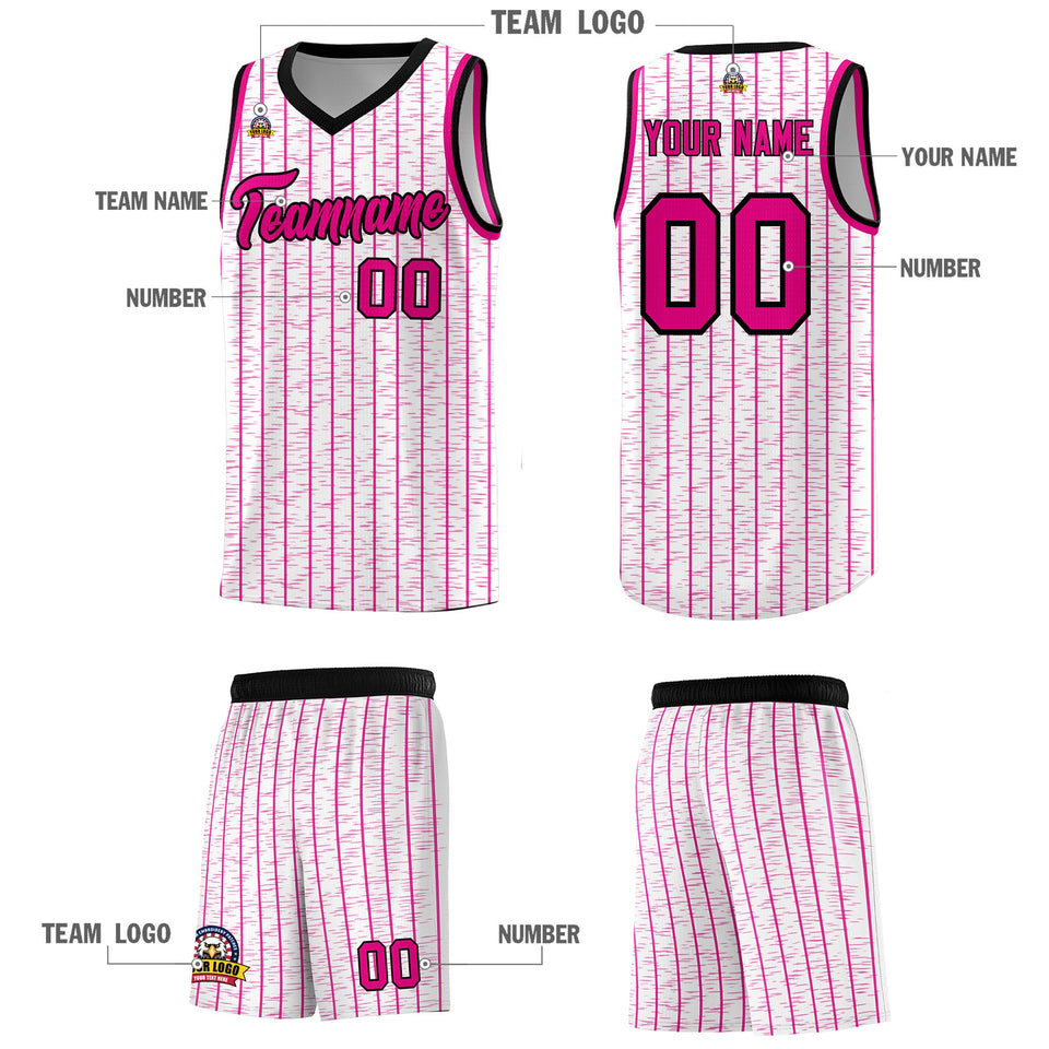 Custom White Custom Gray Pinstripe Retro Sets Uniform Basketball Jersey