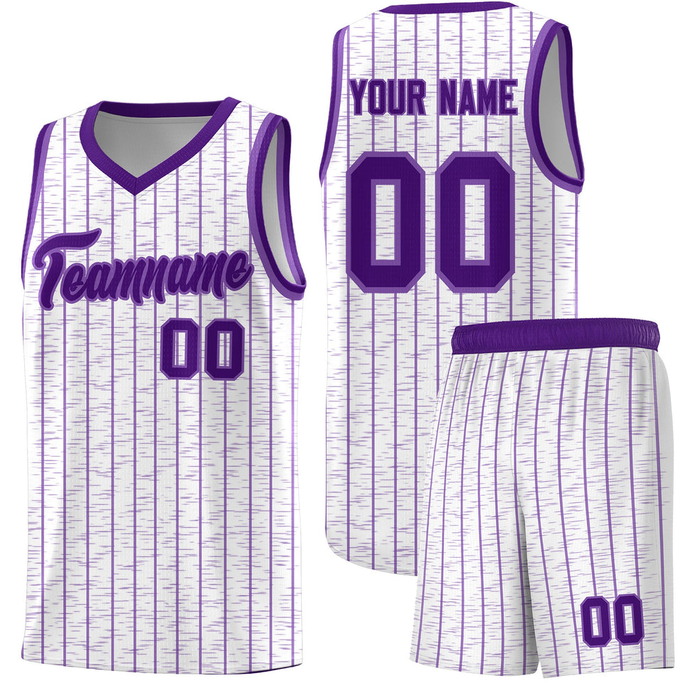 Custom White Custom Gray Pinstripe Retro Sets Uniform Basketball Jersey