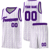 Custom White Custom Gray Pinstripe Retro Sets Uniform Basketball Jersey