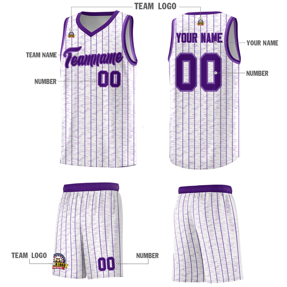 Custom White Custom Gray Pinstripe Retro Sets Uniform Basketball Jersey