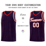 Custom Navy Custom Gray Pinstripe Retro Sets Uniform Basketball Jersey