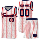 Custom White Custom Gray Pinstripe Retro Sets Uniform Basketball Jersey