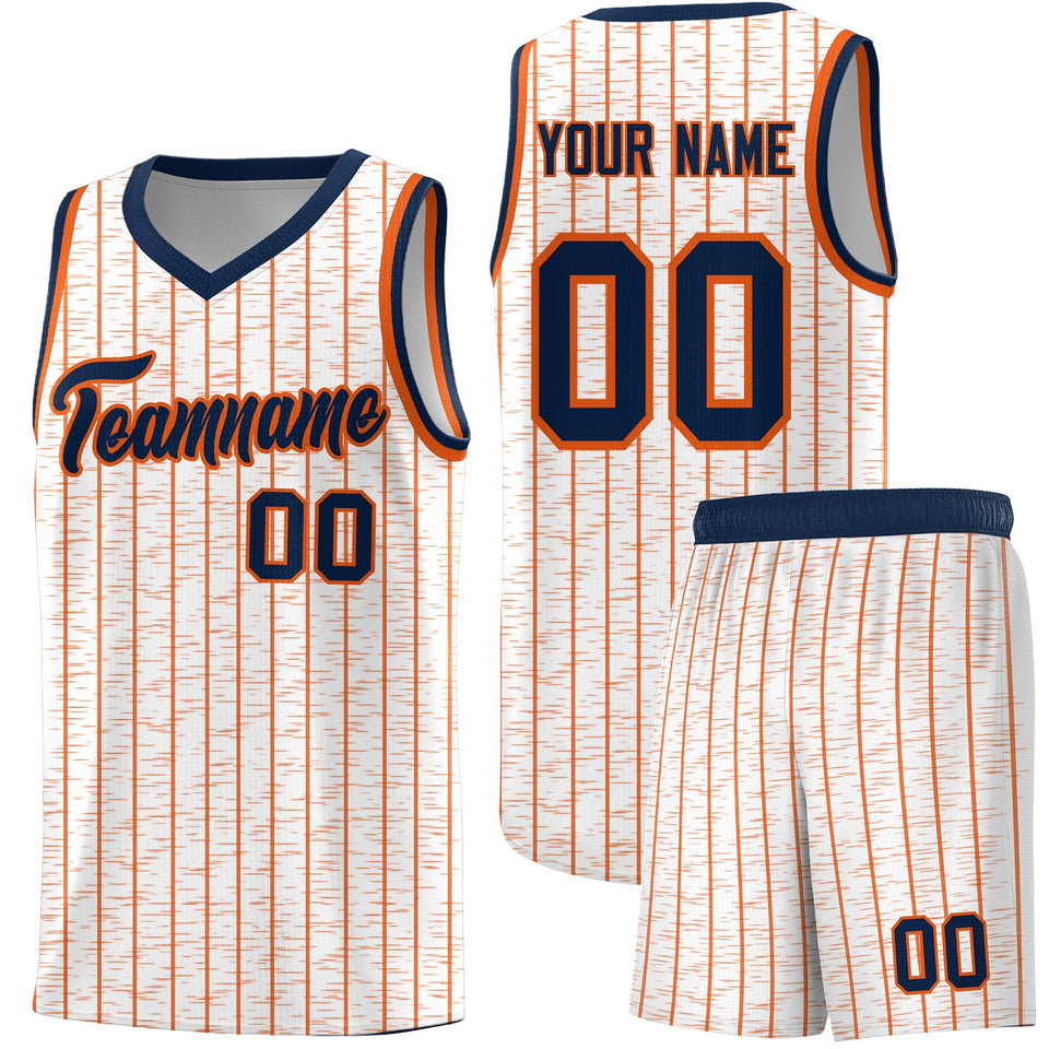 Custom White Custom Gray Pinstripe Retro Sets Uniform Basketball Jersey