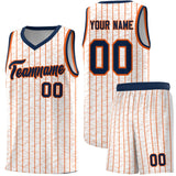 Custom White Custom Gray Pinstripe Retro Sets Uniform Basketball Jersey
