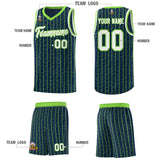 Custom Navy Custom Gray Pinstripe Retro Sets Uniform Basketball Jersey