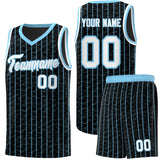 Custom Black Custom Gray Pinstripe Retro Sets Uniform Basketball Jersey