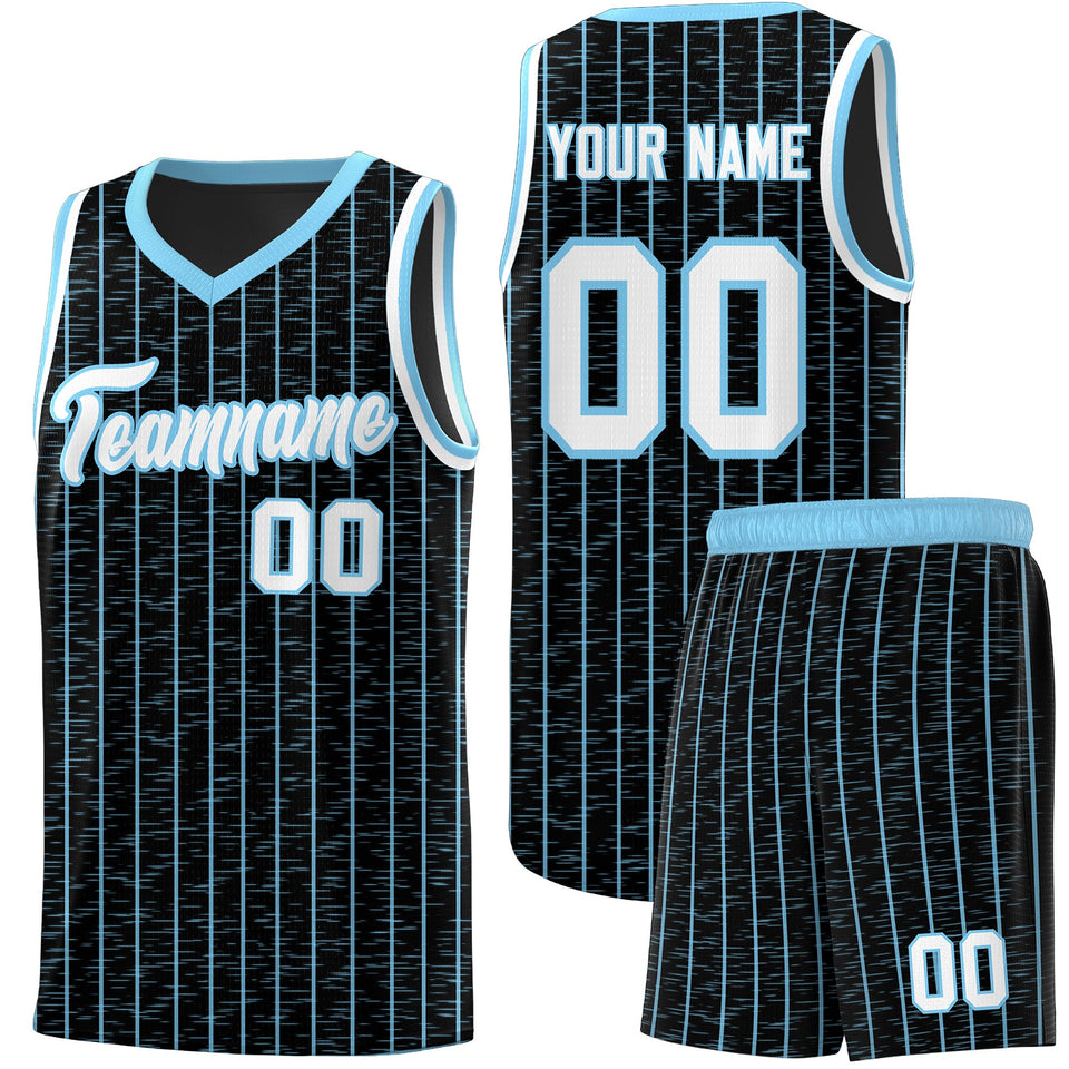 Custom Black Custom Gray Pinstripe Retro Sets Uniform Basketball Jersey