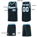 Custom Black Custom Gray Pinstripe Retro Sets Uniform Basketball Jersey