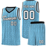 Custom Light Blue Custom Gray Pinstripe Retro Sets Uniform Basketball Jersey