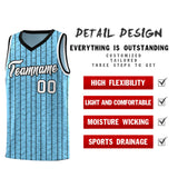 Custom Light Blue Custom Gray Pinstripe Retro Sets Uniform Basketball Jersey