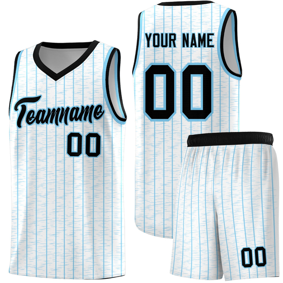 Custom White Custom Gray Pinstripe Retro Sets Uniform Basketball Jersey