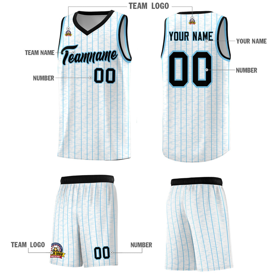 Custom White Custom Gray Pinstripe Retro Sets Uniform Basketball Jersey