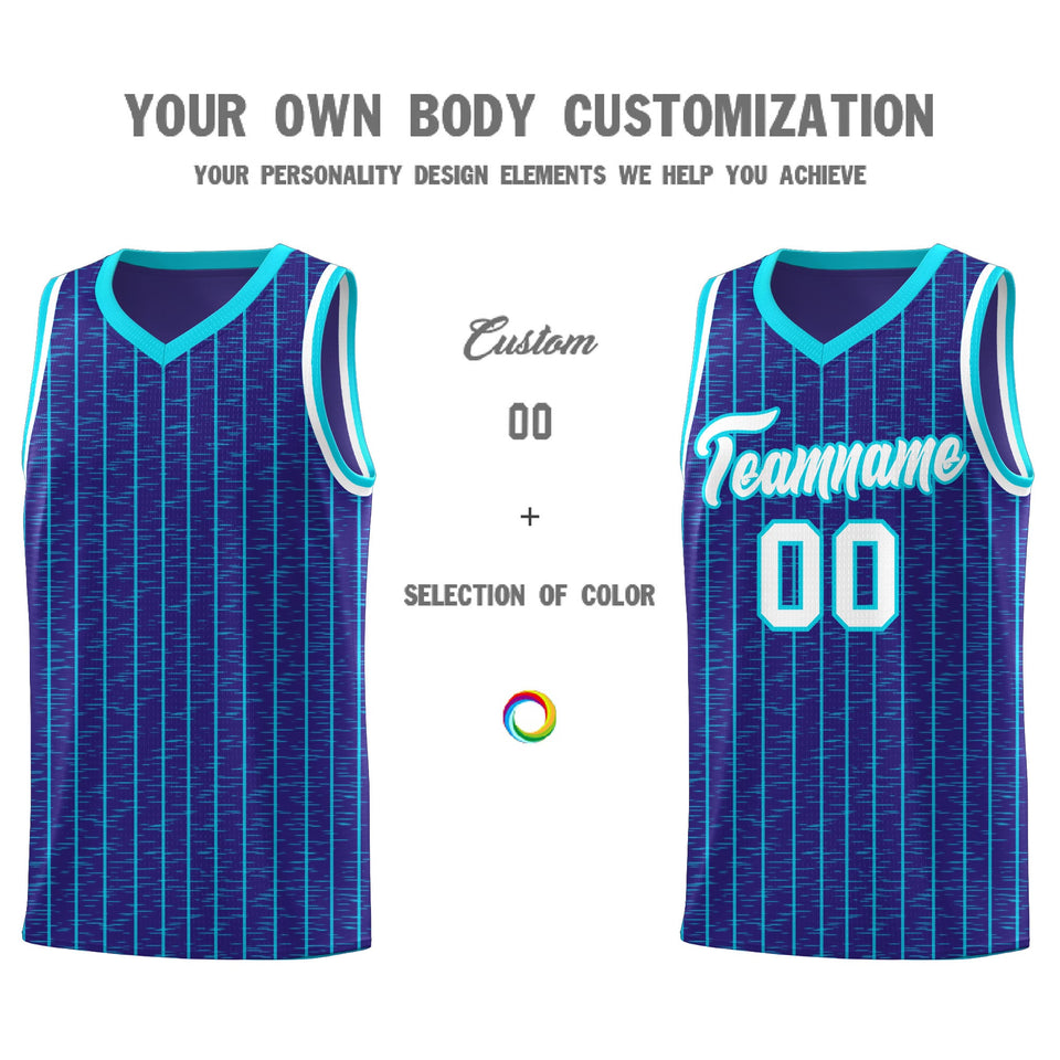 Custom Royal Custom Gray Pinstripe Retro Sets Uniform Basketball Jersey