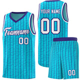 Custom Sky Blue Custom Gray Pinstripe Retro Sets Uniform Basketball Jersey