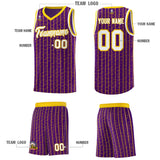 Custom Purple Custom Gray Pinstripe Retro Sets Uniform Basketball Jersey