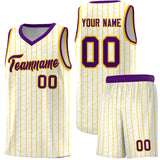Custom White Custom Gray Pinstripe Retro Sets Uniform Basketball Jersey