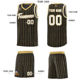 Custom Black Custom Gray Pinstripe Retro Sets Uniform Basketball Jersey