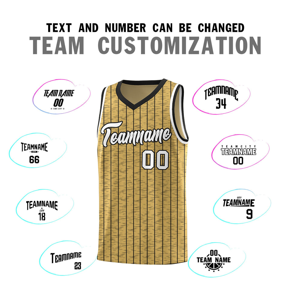 Custom Old Gold Custom Gray Pinstripe Retro Sets Uniform Basketball Jersey