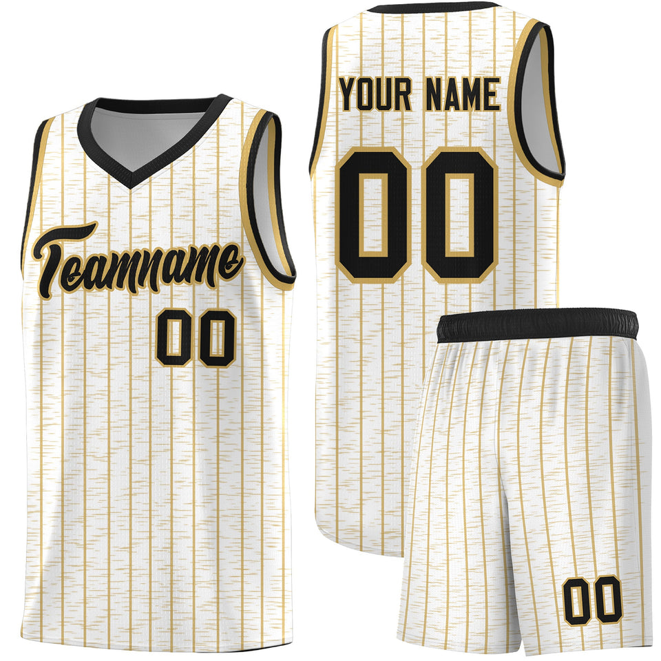 Custom White Custom Gray Pinstripe Retro Sets Uniform Basketball Jersey