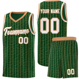 Custom Green Custom Gray Pinstripe Retro Sets Uniform Basketball Jersey