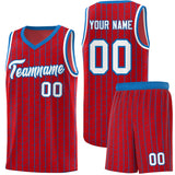Custom Red Custom Gray Pinstripe Retro Sets Uniform Basketball Jersey