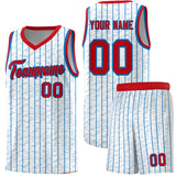 Custom White Custom Gray Pinstripe Retro Sets Uniform Basketball Jersey
