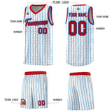 Custom White Custom Gray Pinstripe Retro Sets Uniform Basketball Jersey