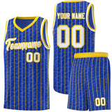 Custom Royal Blue Custom Gray Pinstripe Retro Sets Uniform Basketball Jersey