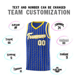 Custom Royal Blue Custom Gray Pinstripe Retro Sets Uniform Basketball Jersey