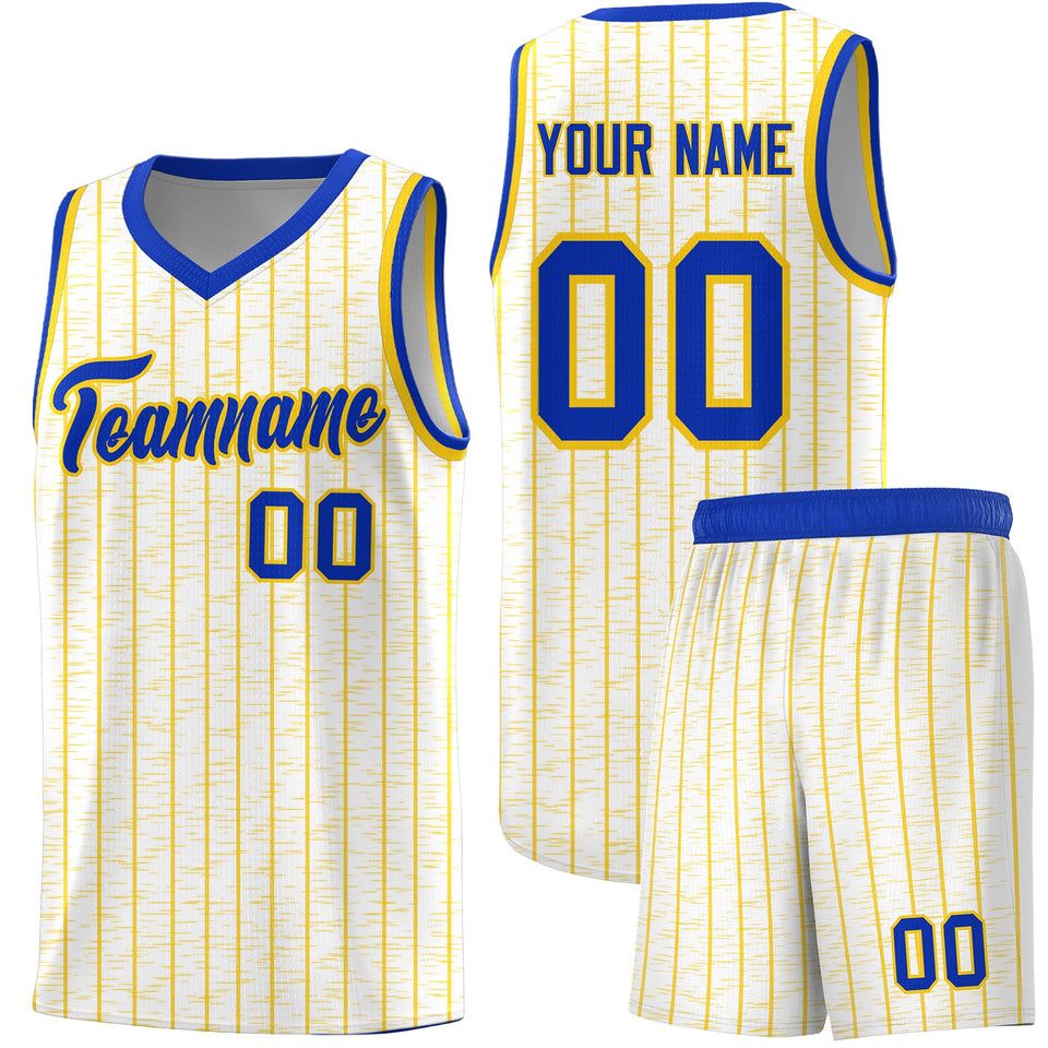 Custom White Custom Gray Pinstripe Retro Sets Uniform Basketball Jersey