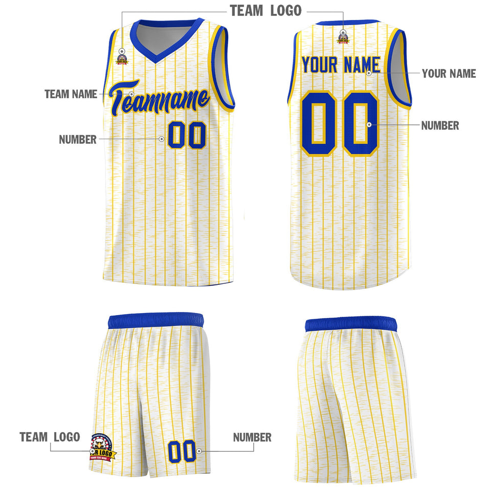 Custom White Custom Gray Pinstripe Retro Sets Uniform Basketball Jersey