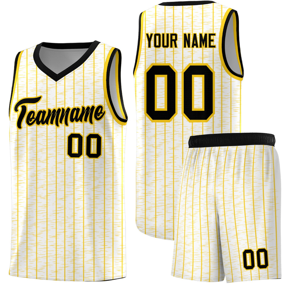 Custom White Custom Gray Pinstripe Retro Sets Uniform Basketball Jersey