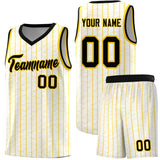 Custom White Custom Gray Pinstripe Retro Sets Uniform Basketball Jersey