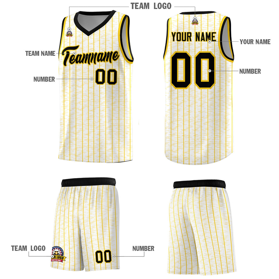 Custom White Custom Gray Pinstripe Retro Sets Uniform Basketball Jersey