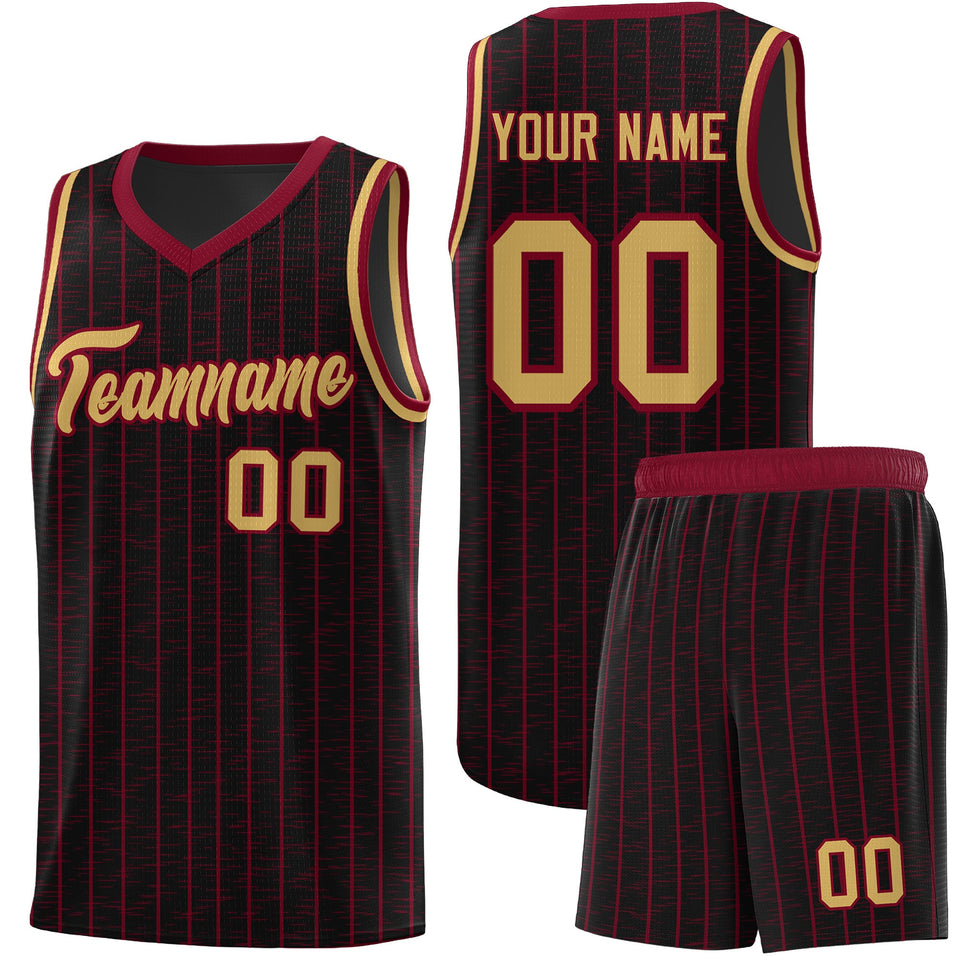 Custom Black Custom Gray Pinstripe Retro Sets Uniform Basketball Jersey
