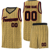 Custom Old Gold Custom Gray Pinstripe Retro Sets Uniform Basketball Jersey
