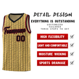 Custom Old Gold Custom Gray Pinstripe Retro Sets Uniform Basketball Jersey