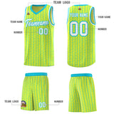 Custom Fluorescent Green Custom Gray Pinstripe Retro Sets Uniform Basketball Jersey
