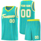 Custom Sky Blue Custom Gray Pinstripe Retro Sets Uniform Basketball Jersey